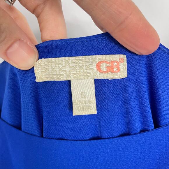 Gianni Bini | Cobalt Blue Layered Lace Trim Sleeveless Blouson Mini Dress - Picture 10 of 12